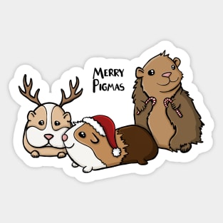 Merry Pigmas Festive Guinea Pigs Digital Illustration Sticker